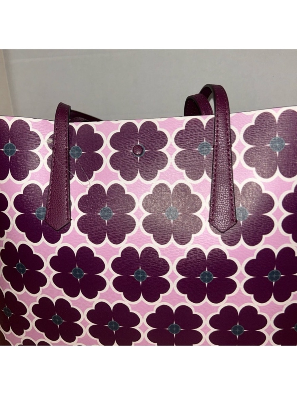 Floral Print Purple Tote Bag - Picture 3 of 15
